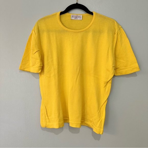 Sophisticates Pendleton Petite Medium Yellow Short Sleeve Top Vintage Cotton - Picture 1 of 7